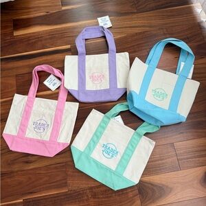 Trader Joe’s Pastel Bag Bundle of 4 Pink Blue Purple Mint Green NWT